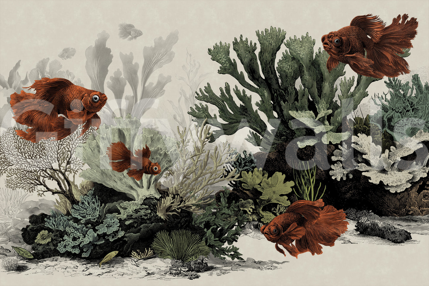 The Aquarium - Antique Paper Wall Mural