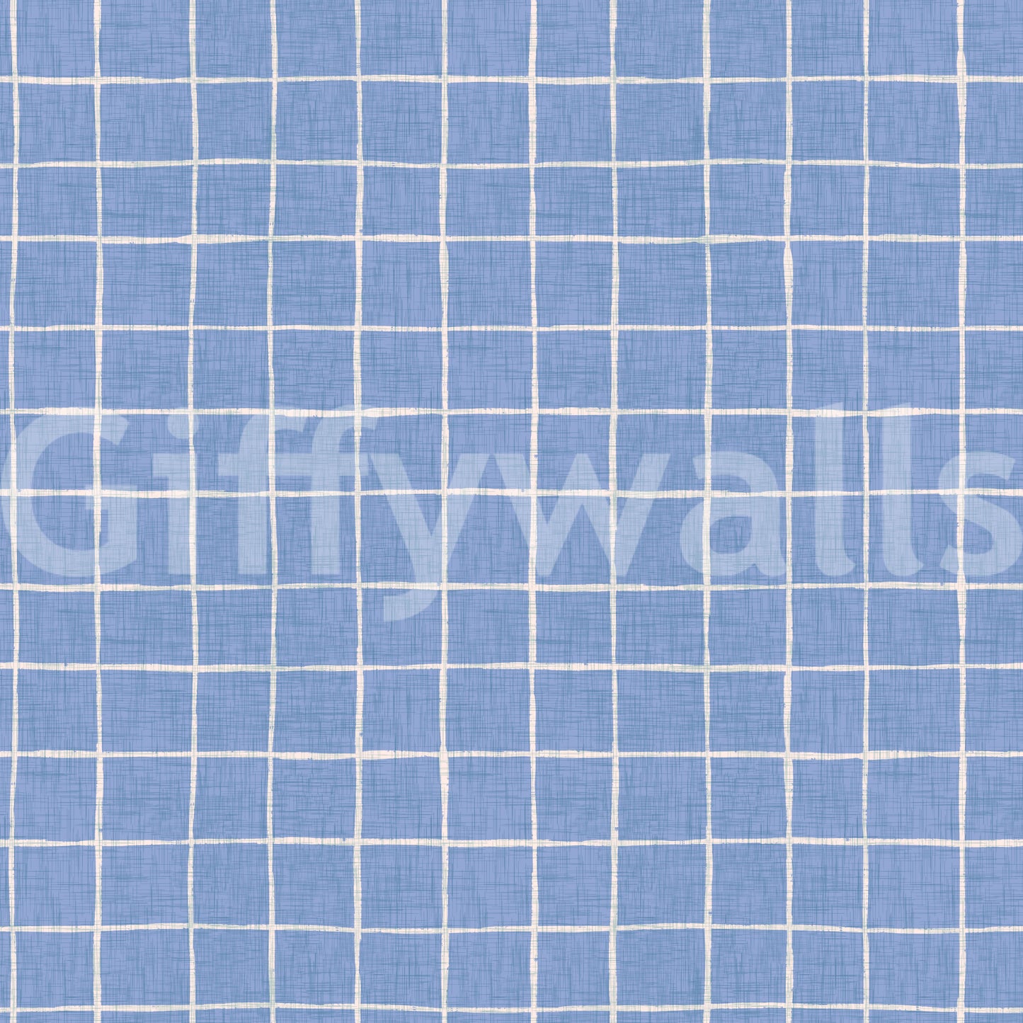 Blue Linen Check Wallpaper
