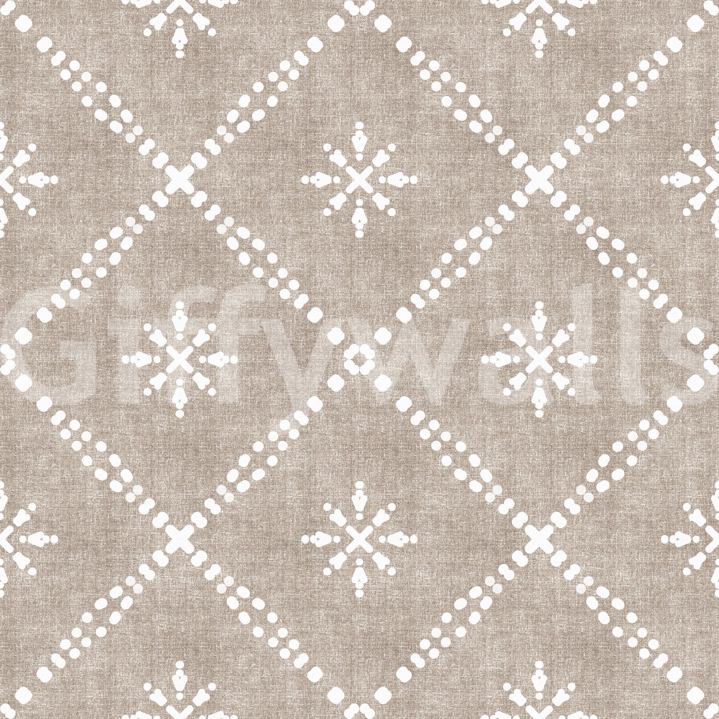 Boho Dotted Lattice Grunge Earthy Beige Wallpaper