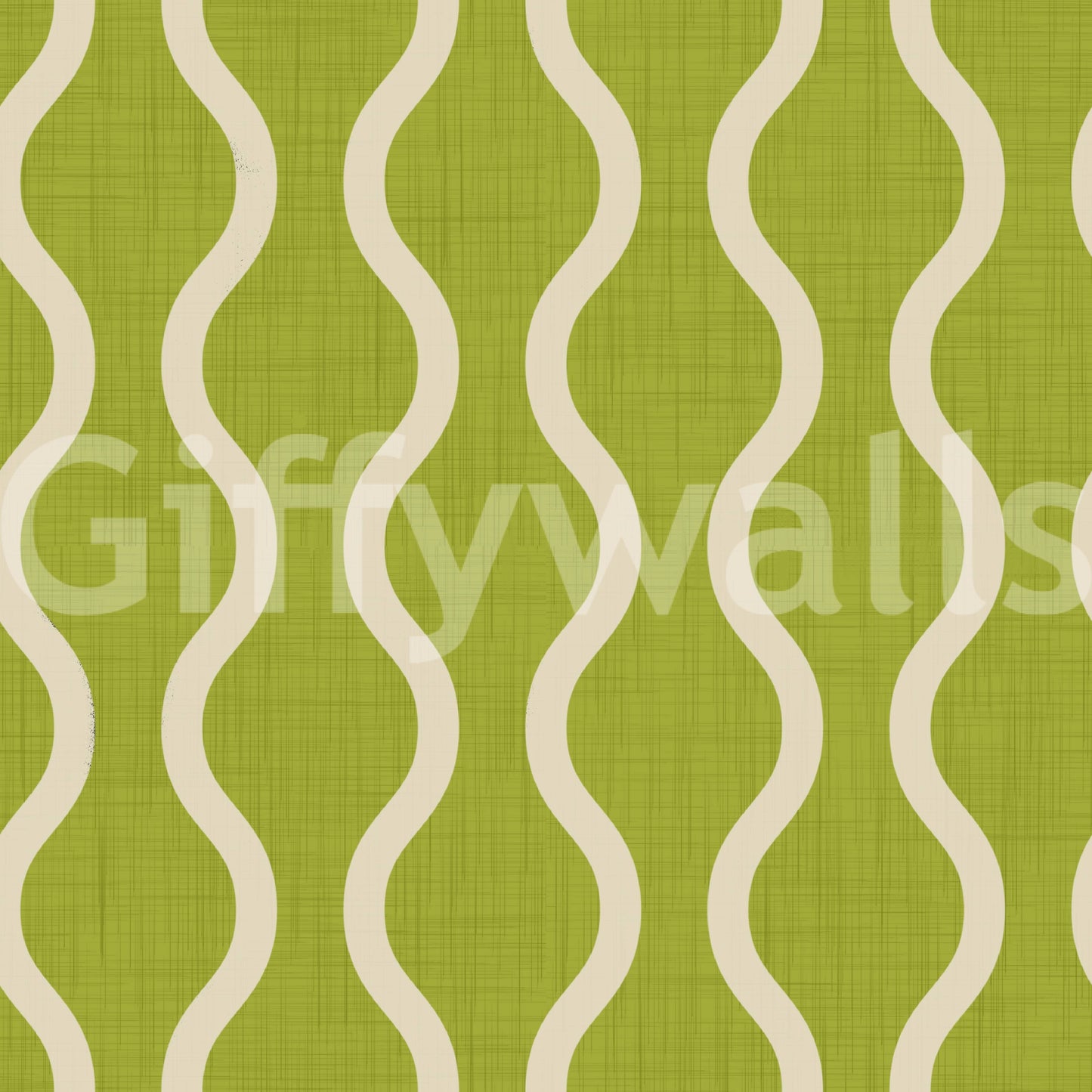 Cozy Scandi Folk Wavy Stripe Olive Chartreuse - Craft Stripe Wallpaper