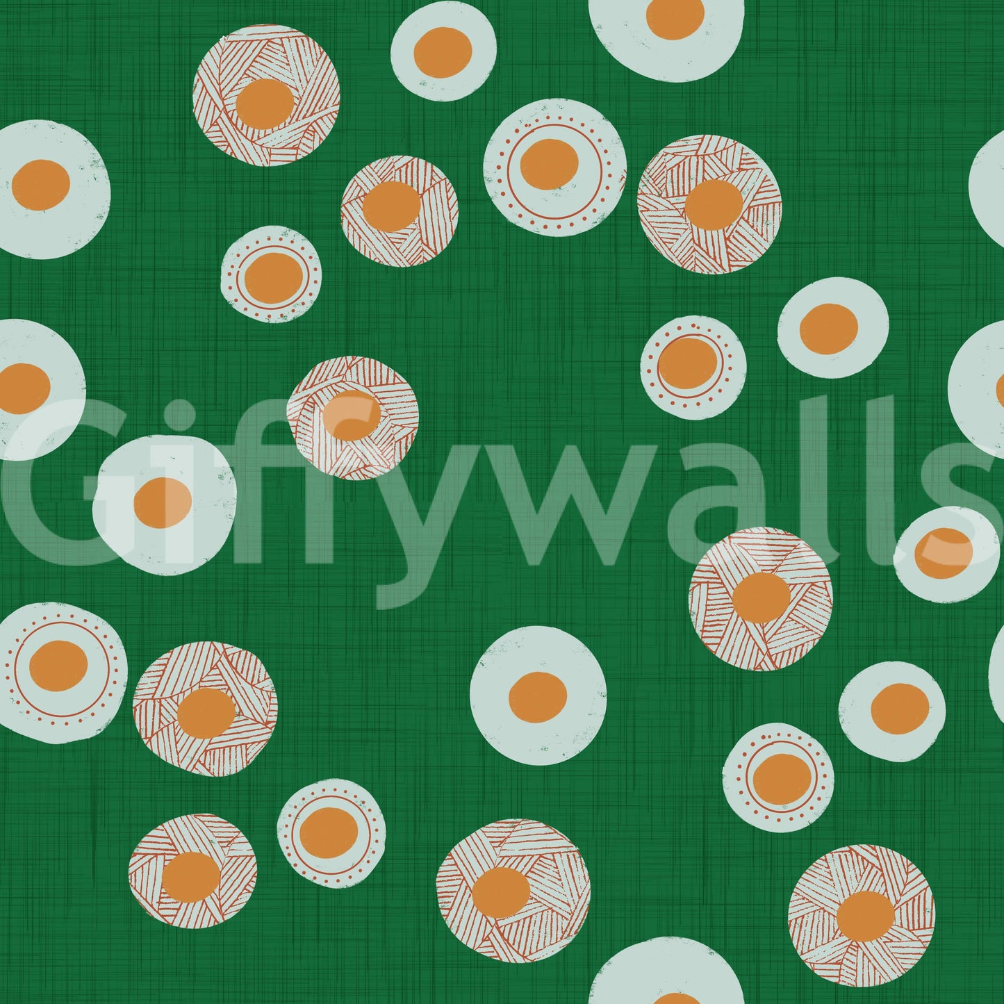 Cozy Scandi Folk Dot Floral Forest Green - Craft Circle Wallpaper