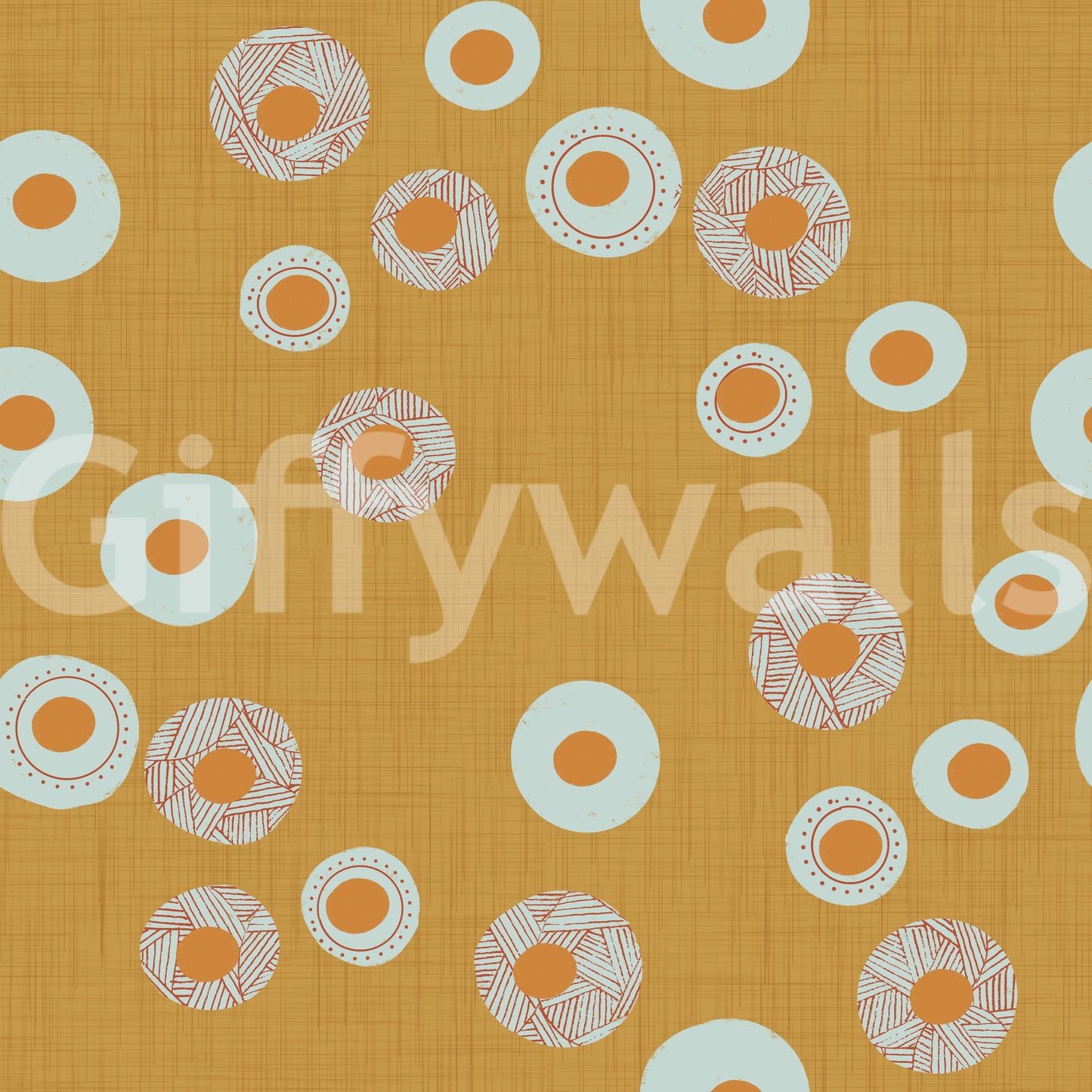 Cozy Scandi Folk Dot Floral Honey Mustard - Craft Circle Wallpaper