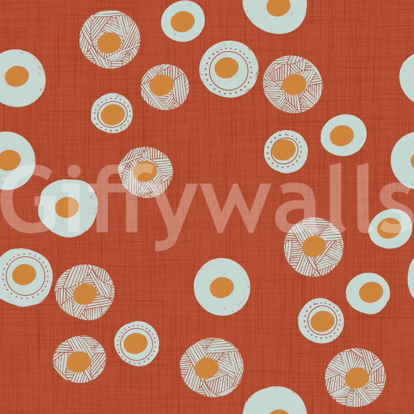Cozy Scandi Folk Dot Floral Burnt Terracotta - Craft Circle Wallpaper