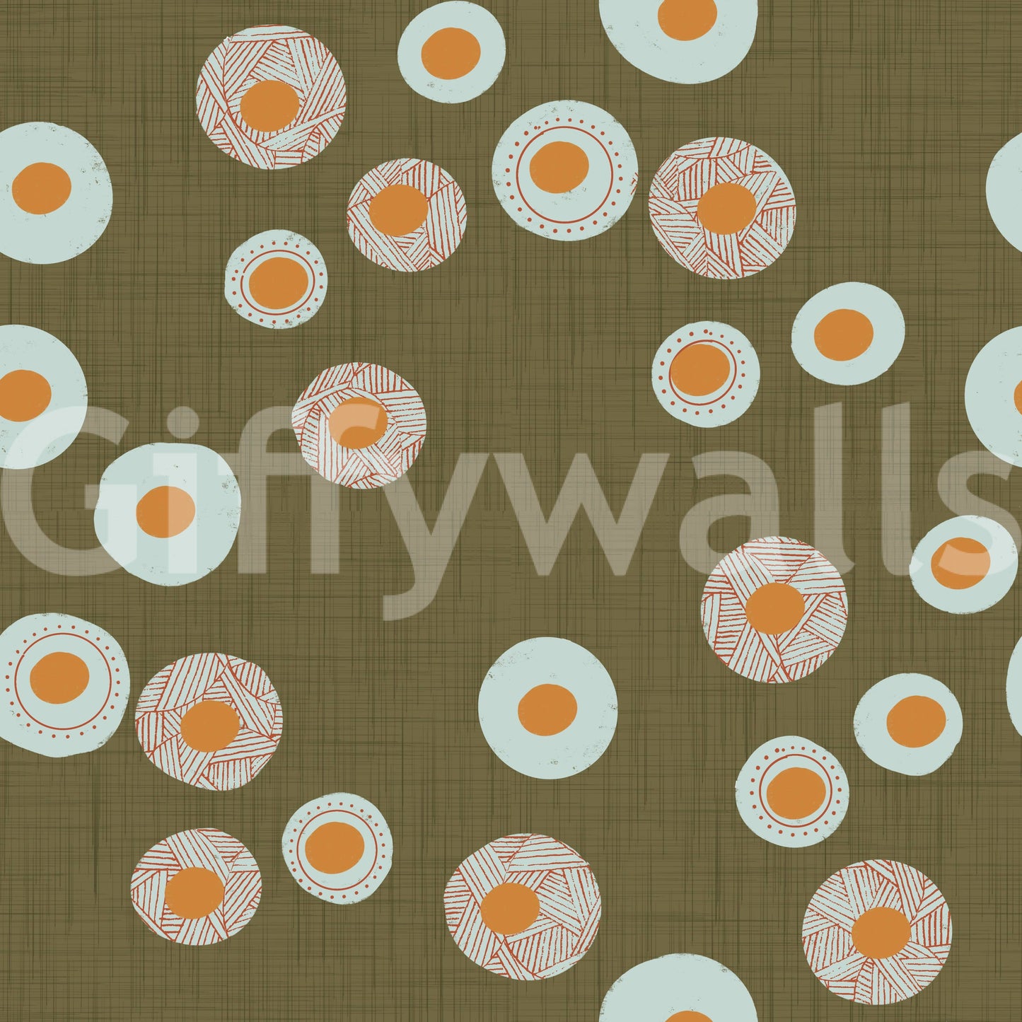 Cozy Scandi Folk Dot Floral Earthy Olive - Craft Circle Wallpaper