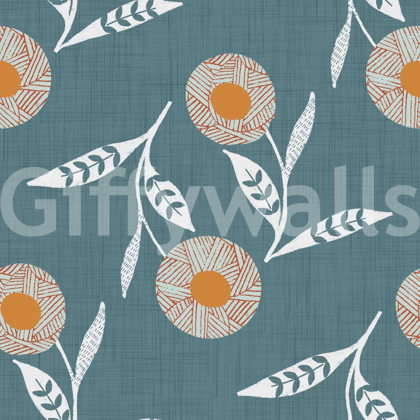 Cozy Scandi Flower Nordic Blue Grey - Craft Botanical Wallpaper
