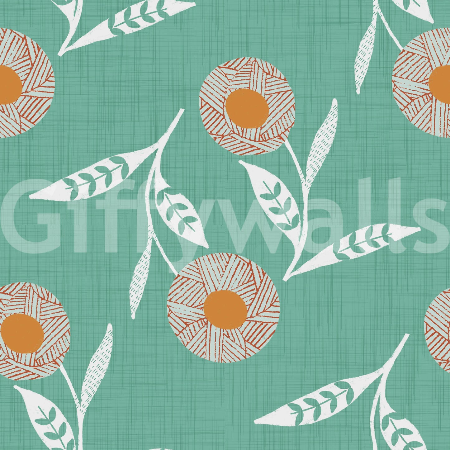Cozy Scandi Flower Sage Mint - Craft Botanical Wallpaper