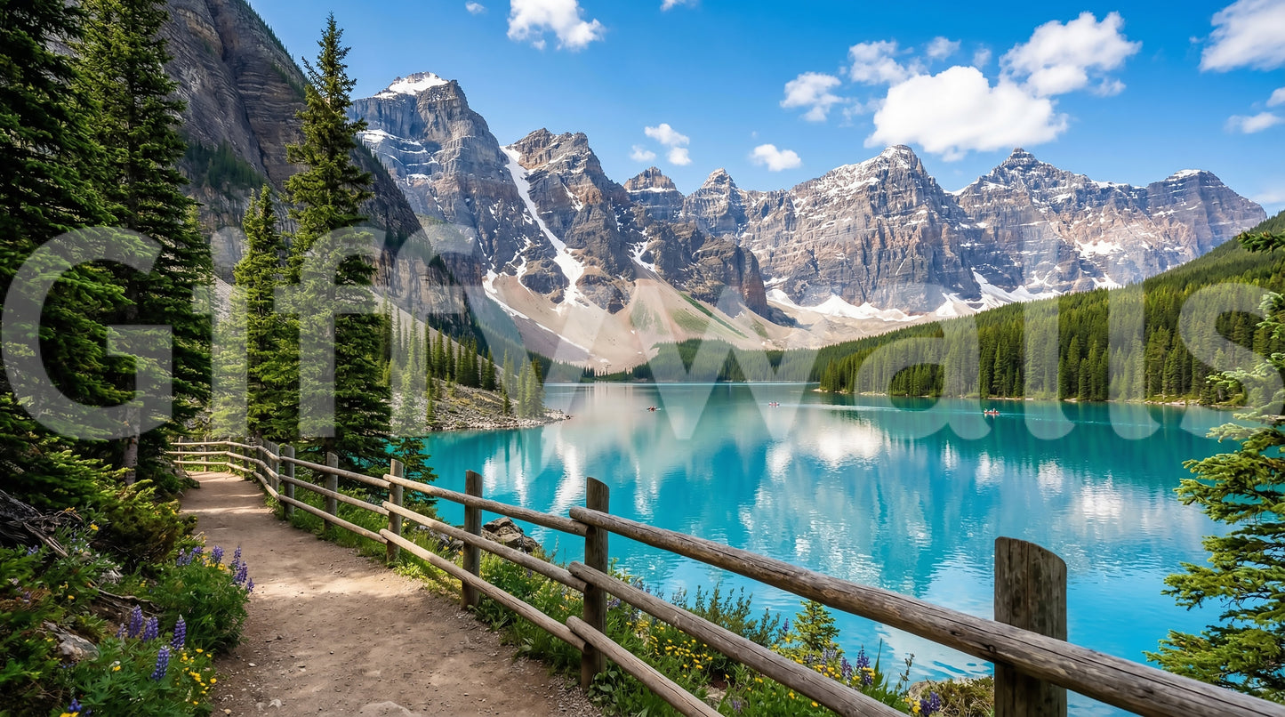 Turquoise Peaks wall mural with alpine lake and snow-capped mountain range