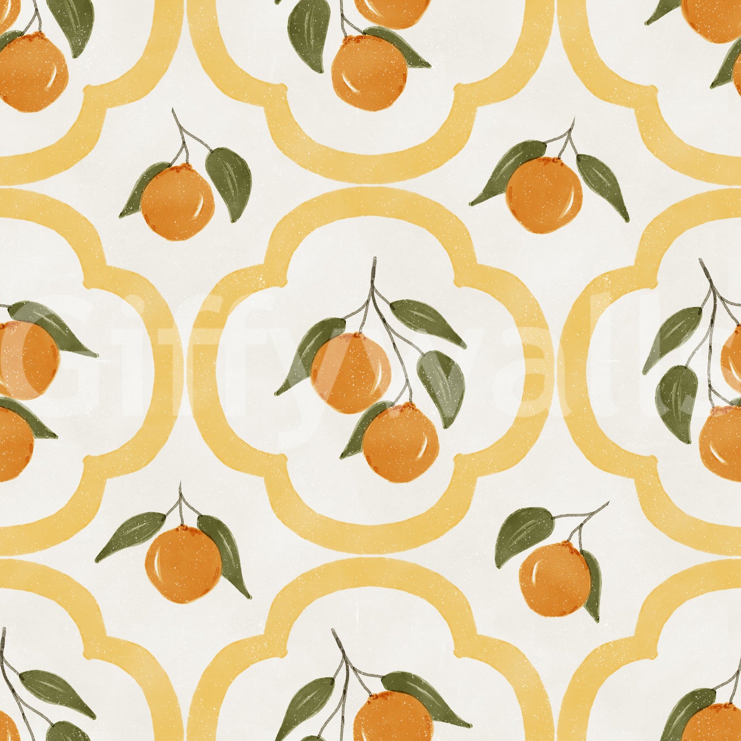 Mediterranean Oranges Decor Wallpaper