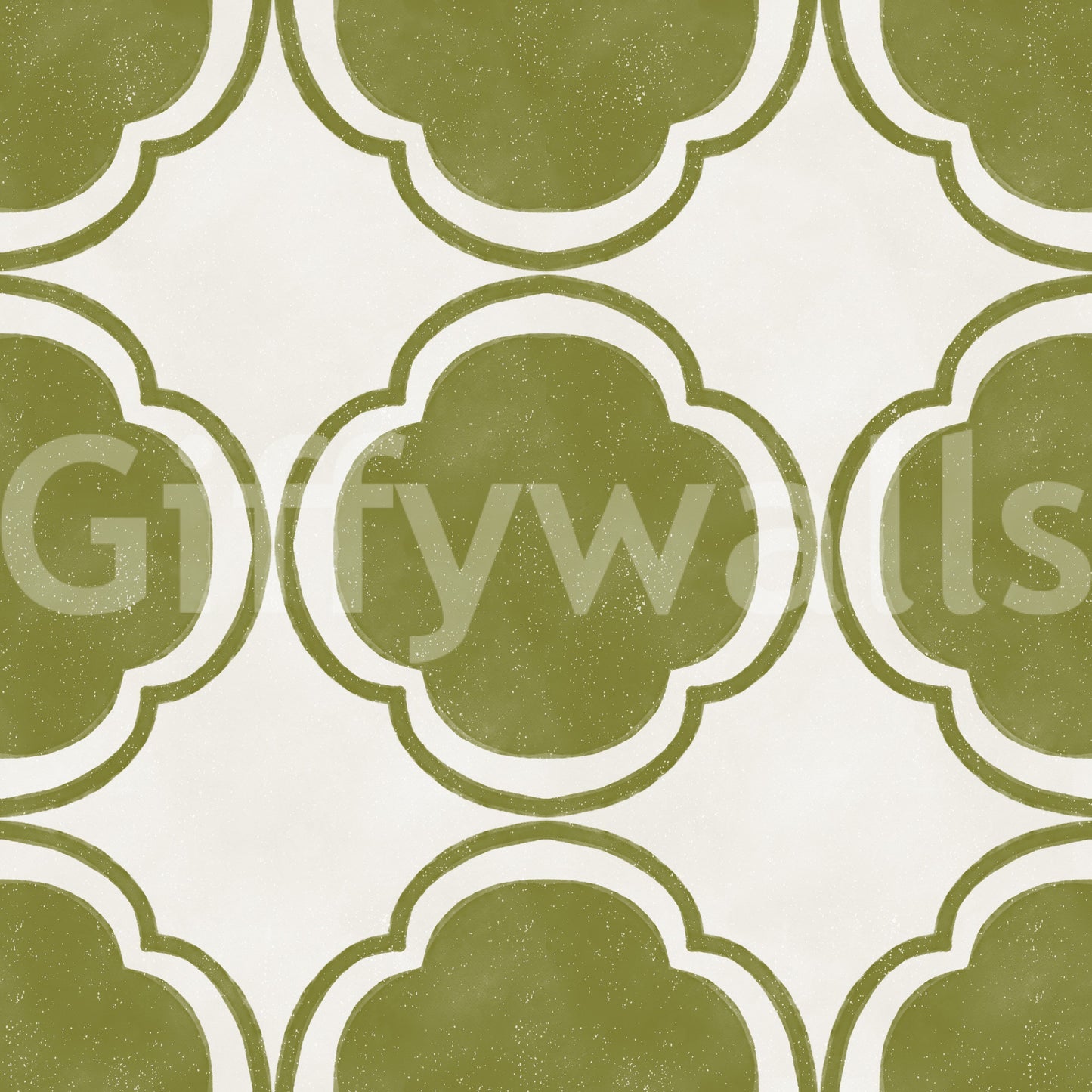 Mediterranean Quatrefoil Decor - Green Wallpaper