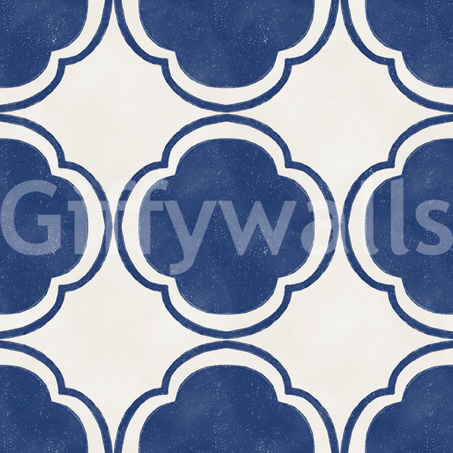 Mediterranean Quatrefoil Decor - Blue Wallpaper
