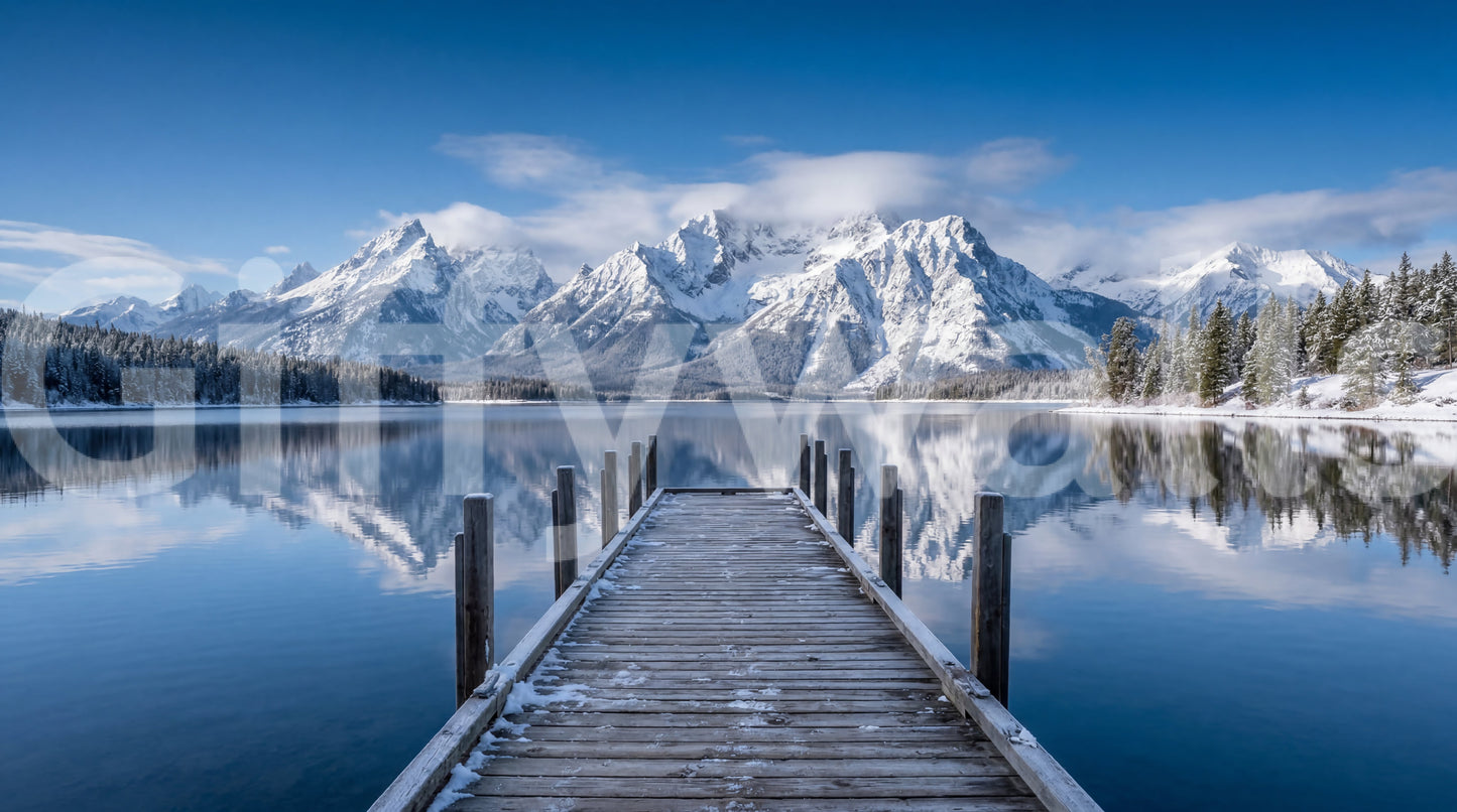 Winter Peaks Reflection Wall Mural