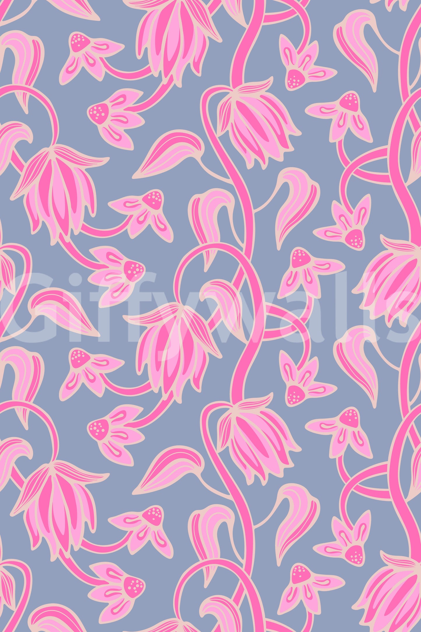 Boho floral wallpaper with Ophelia Boho Blossoms light pattern style