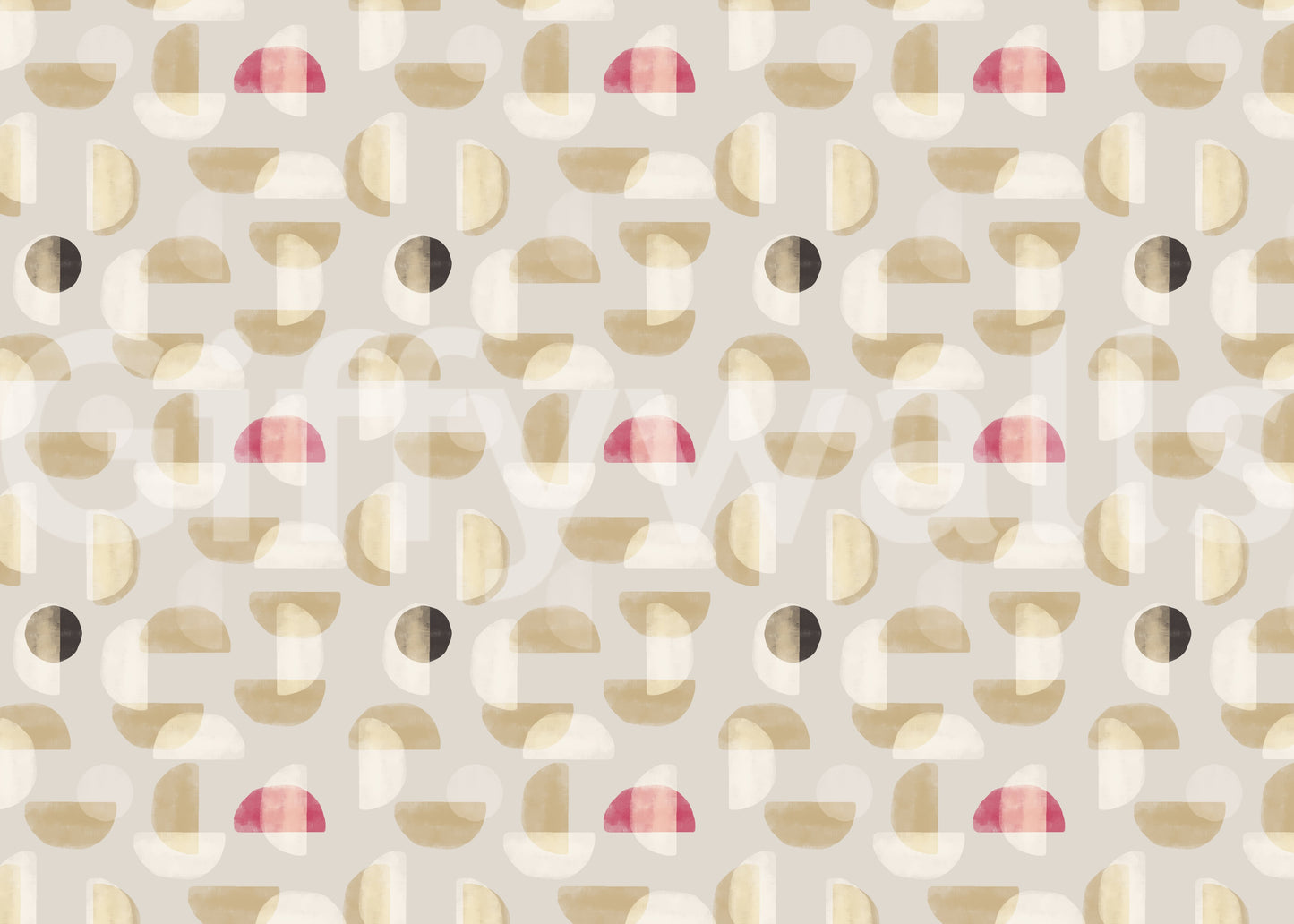 Abstract Whispering Shapes mural featuring soft tone geometry