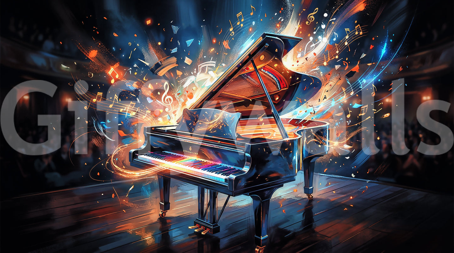 Melody Burst Wall Mural with energetic musical composition