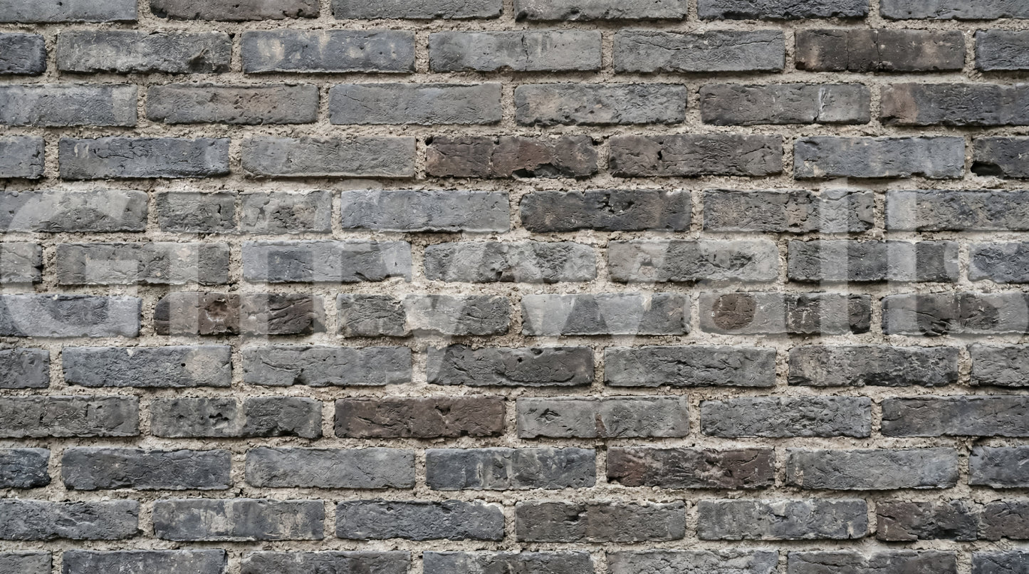 Textured brick wall mural in urban gray with a worn masonry finish