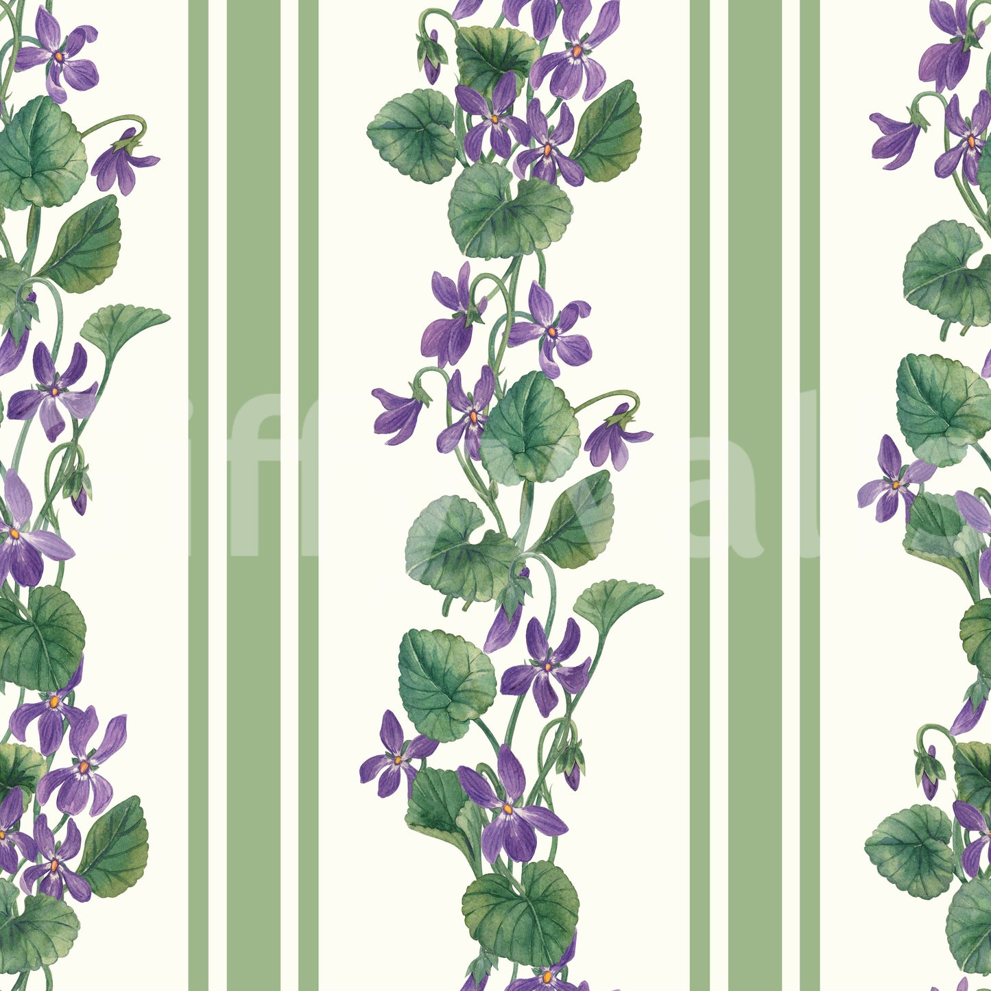 Stripes and violets/ green and violet Wallpaper