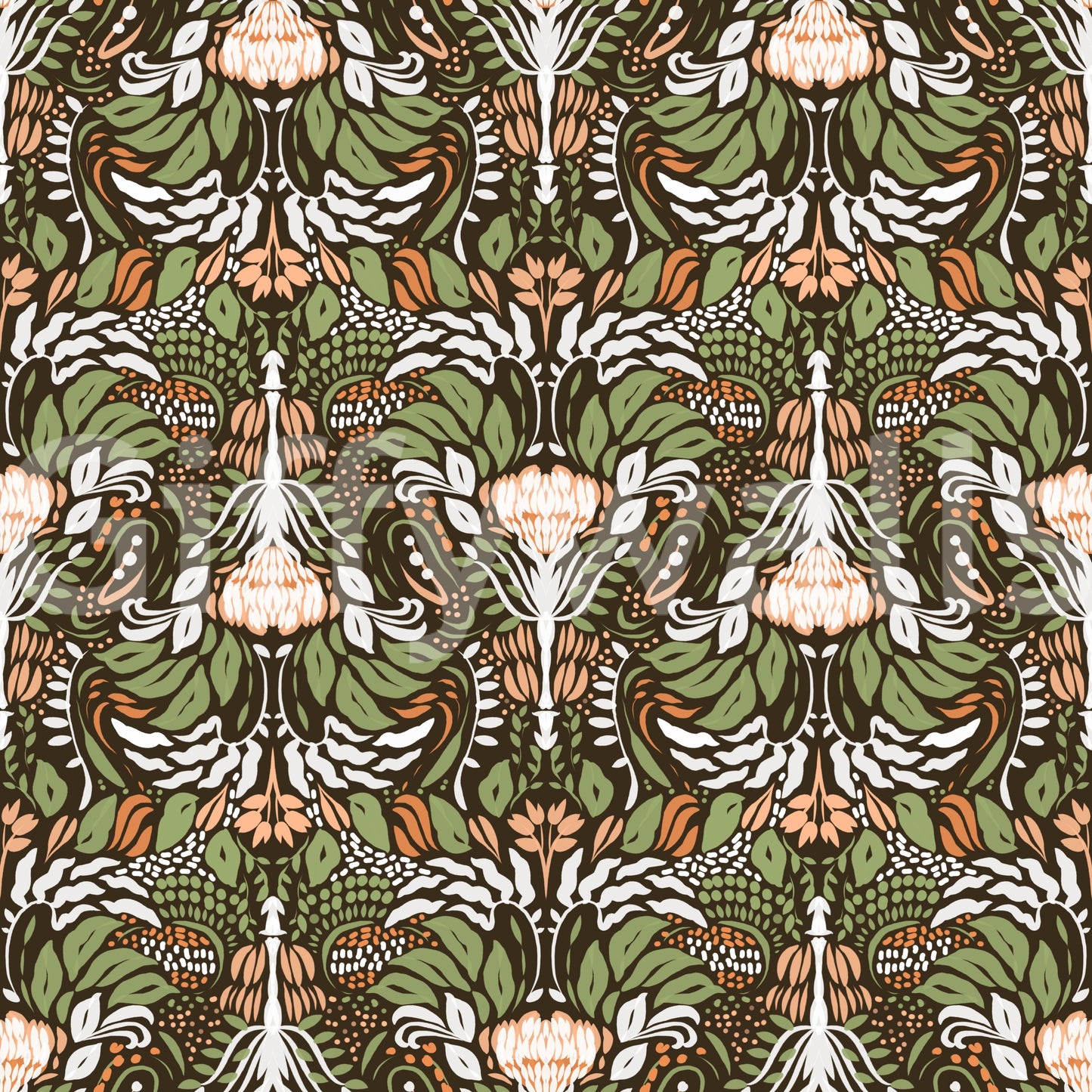 Earthy Botanical Intricate Luxurious Floral Wallpaper