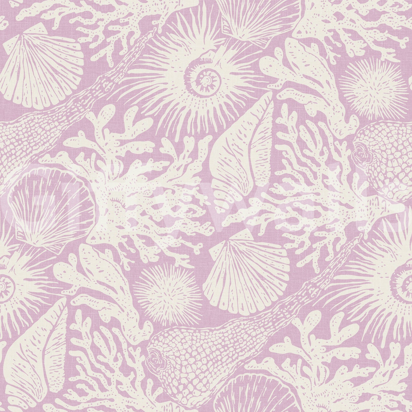 Boho Seashell & Coral Lavender Wallpaper