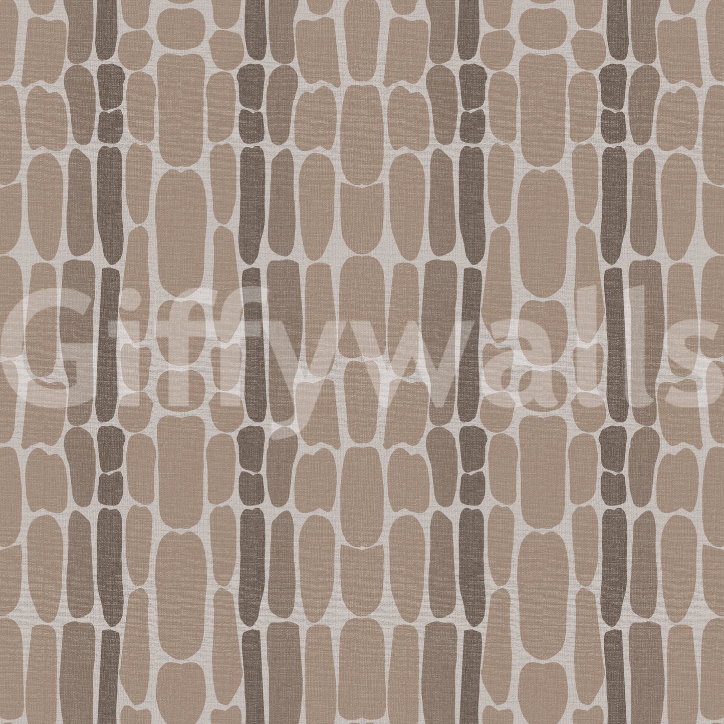 Repeating rounded pebble motif across warm brown and beige wallpaper