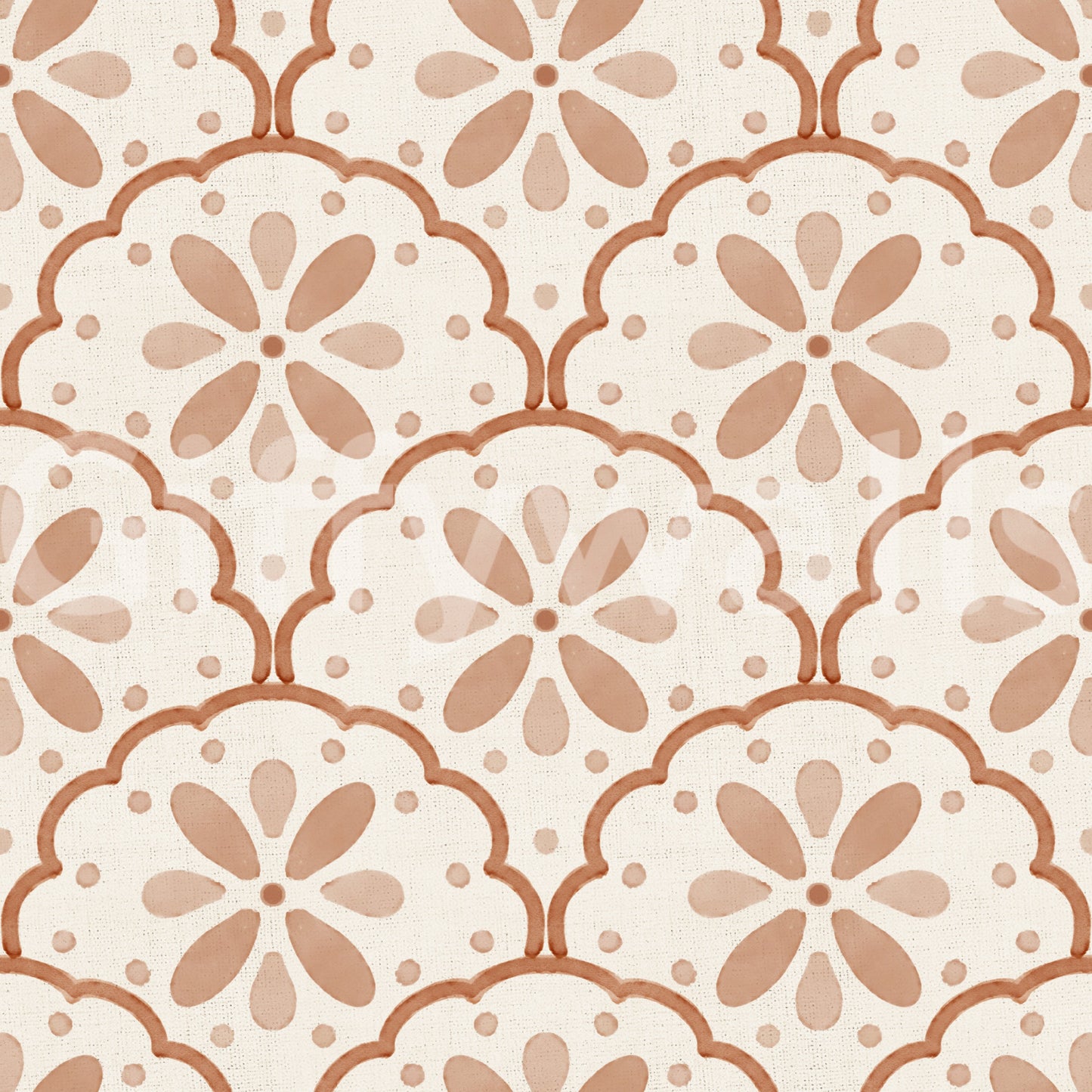 Tuscany Scallop Terracotta Wallpaper