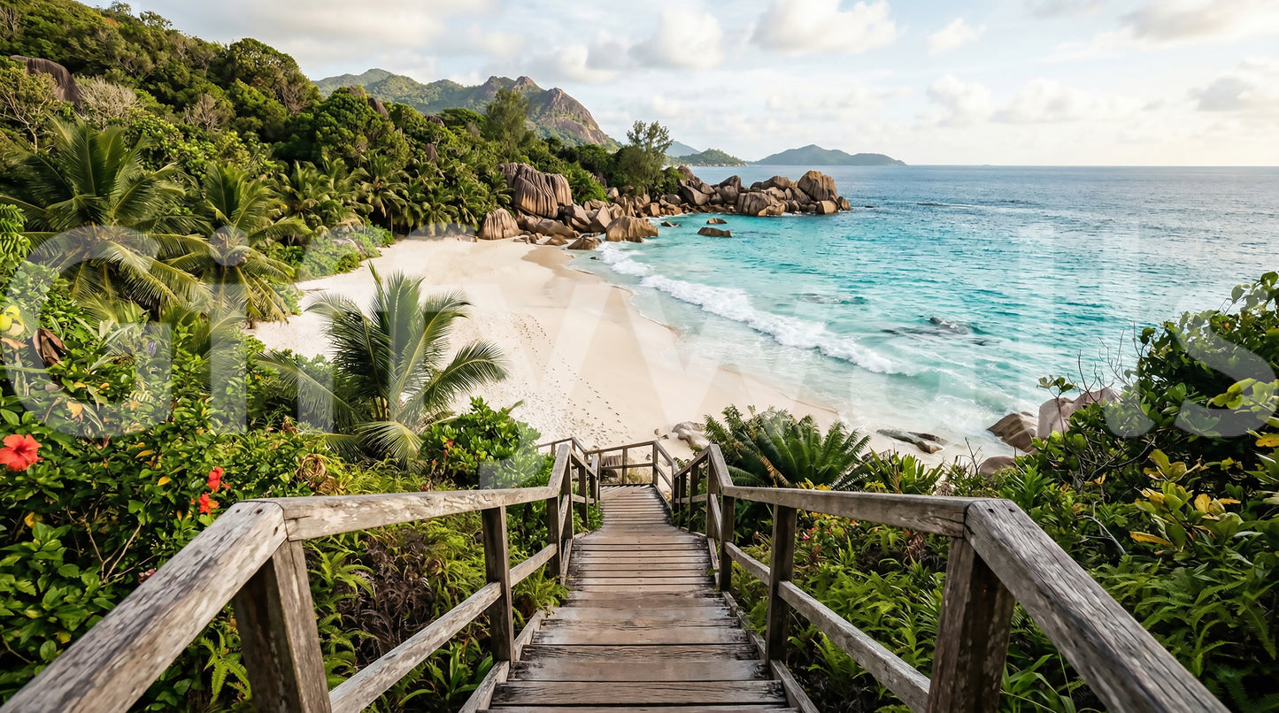 Island Steps to Turquoise Shores Wall Mural
