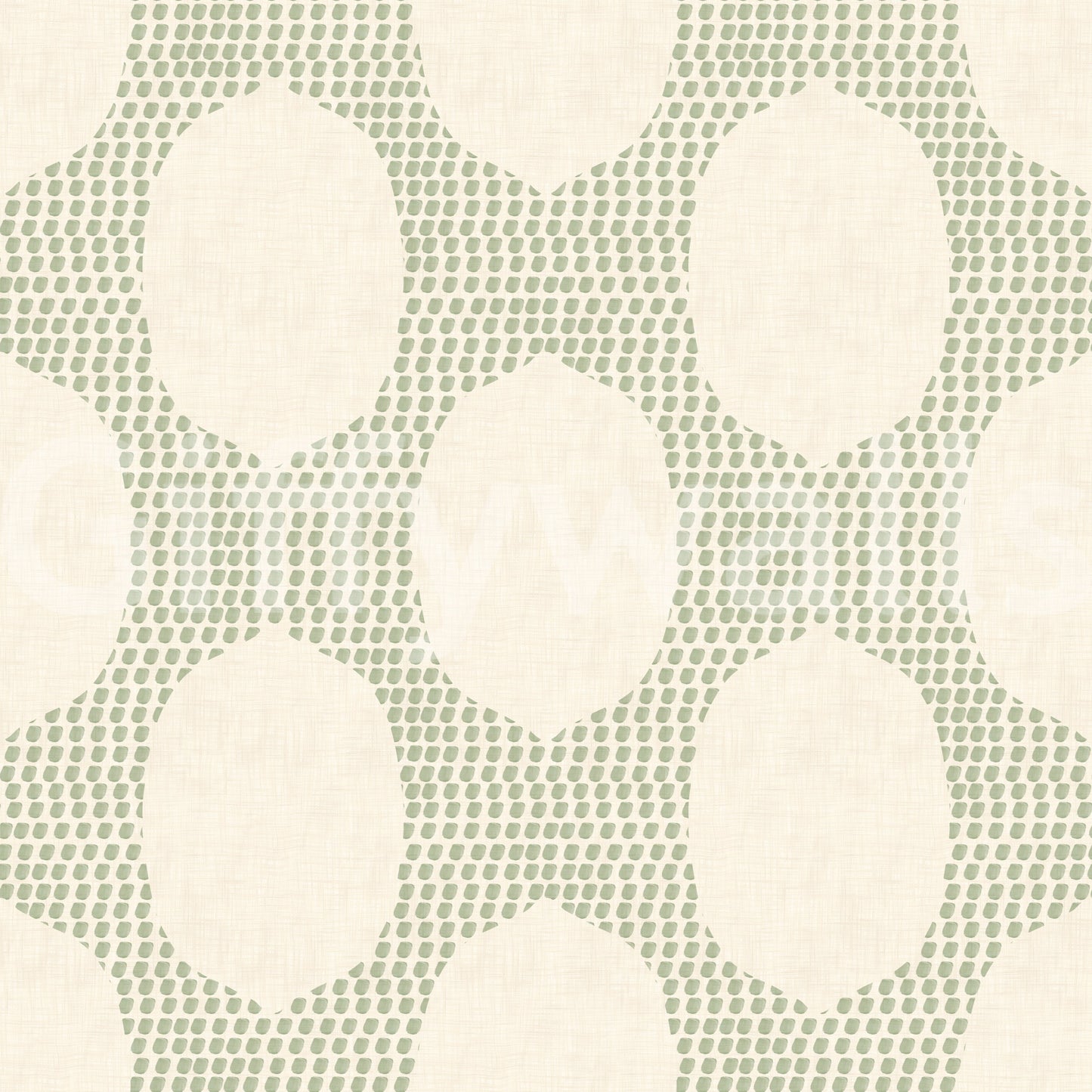 Beachy Boho Costal Green Mosaic Wallpaper