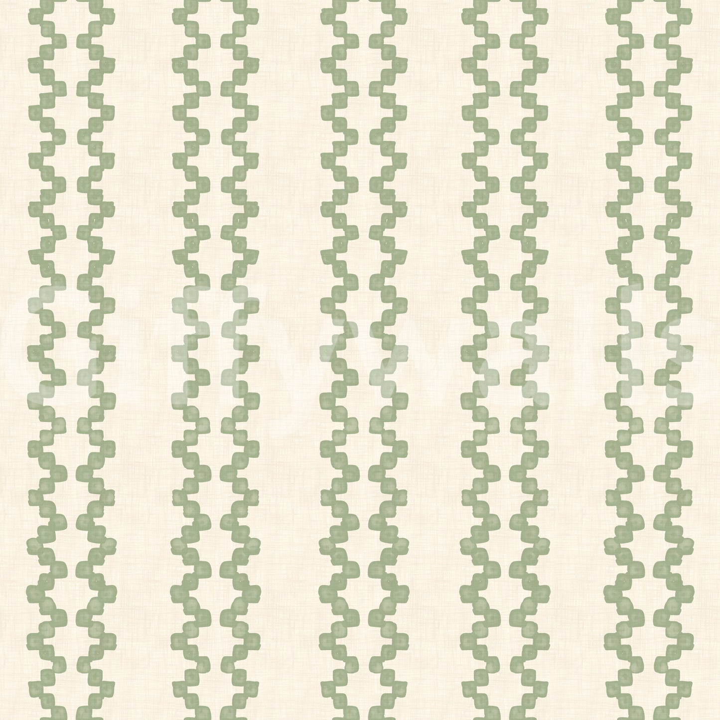 Zellige Striped Ornament Coastal Green Wallpaper