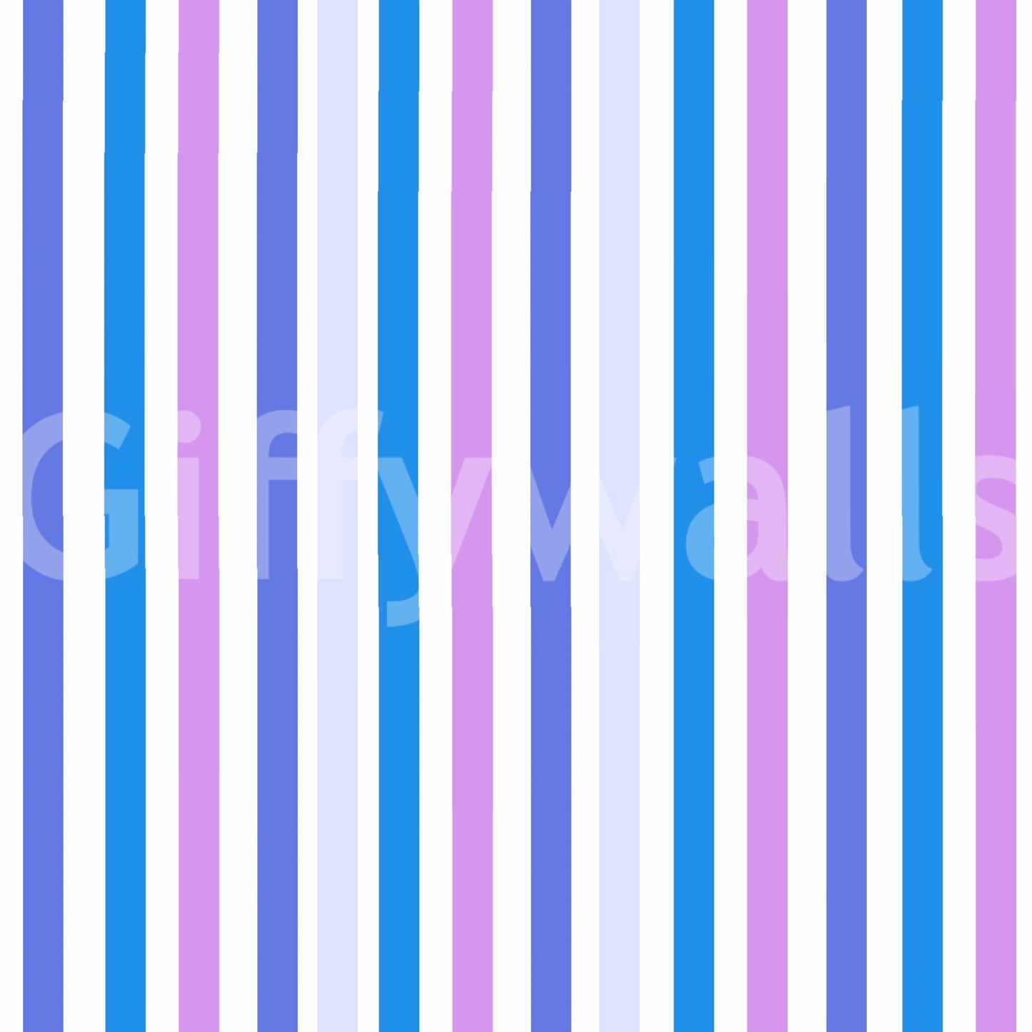 A periwinkle accent lifts the blue and lilac vertical stripe wallpaper gently