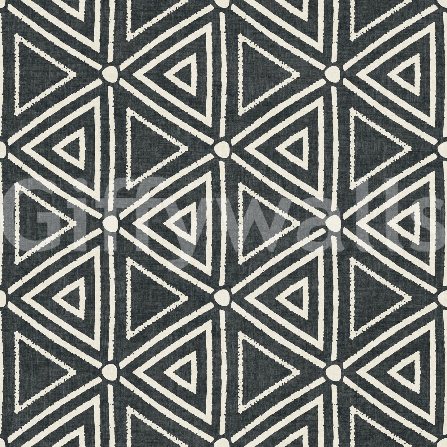 Dot accents at each triangle junction add character to the charcoal wallpaper