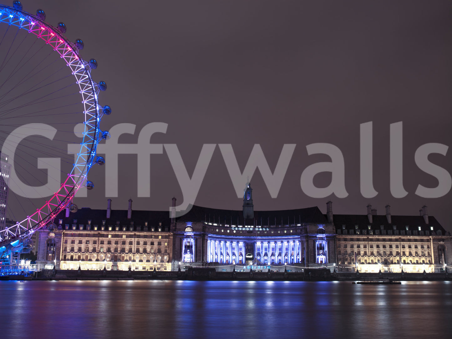 London Night Glow: Embankment Reflections Wall Mural