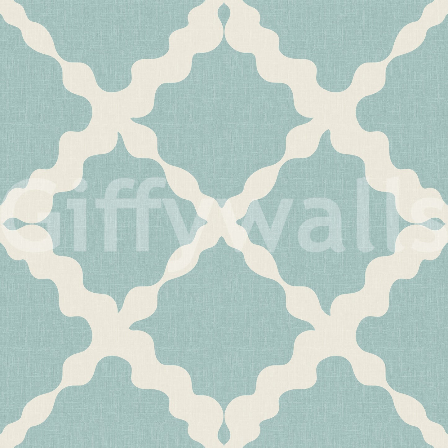 Coastal elements merge with contemporary precision throughout the muted blue wallpaper