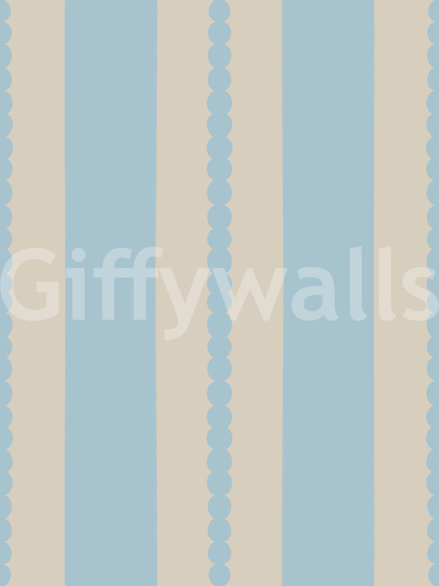 Light blue lines and cream bands span the Scalloped wallpaper surface.