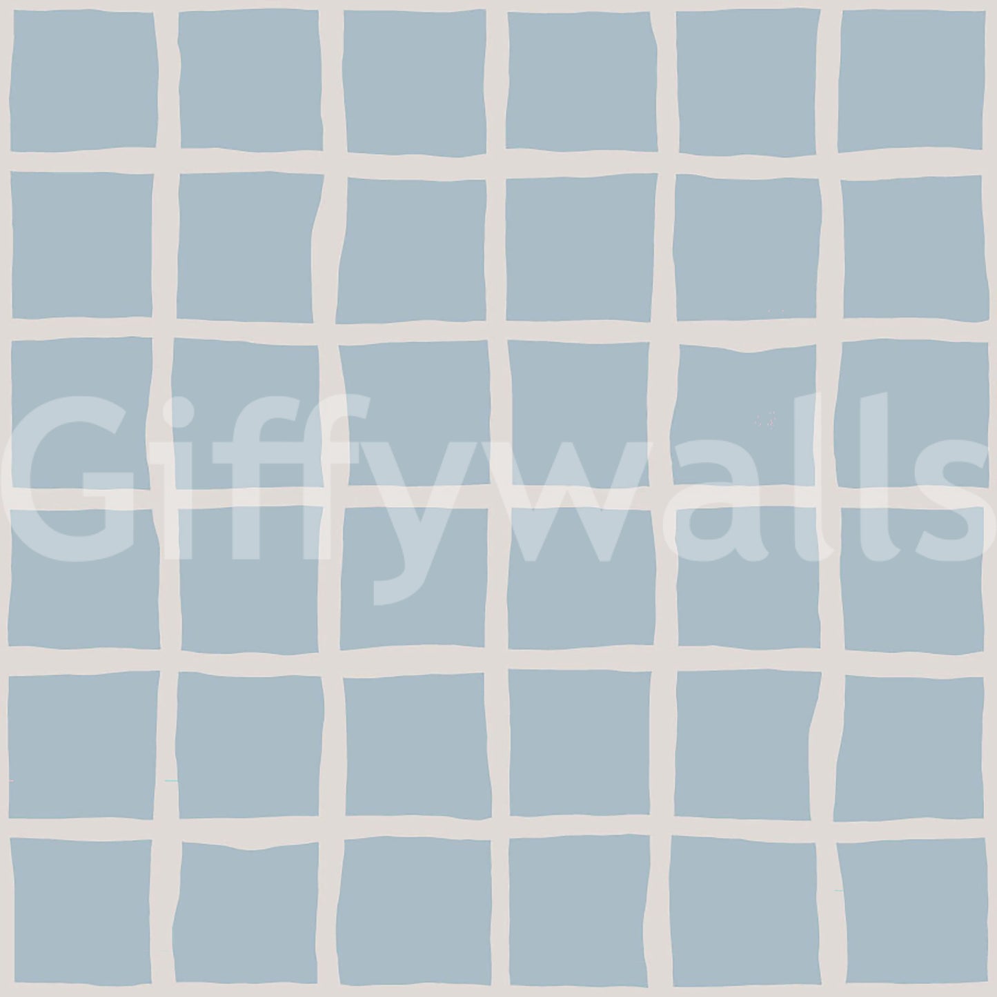 Soft Blue Grid design with relaxed boho coastal wallpaper character
