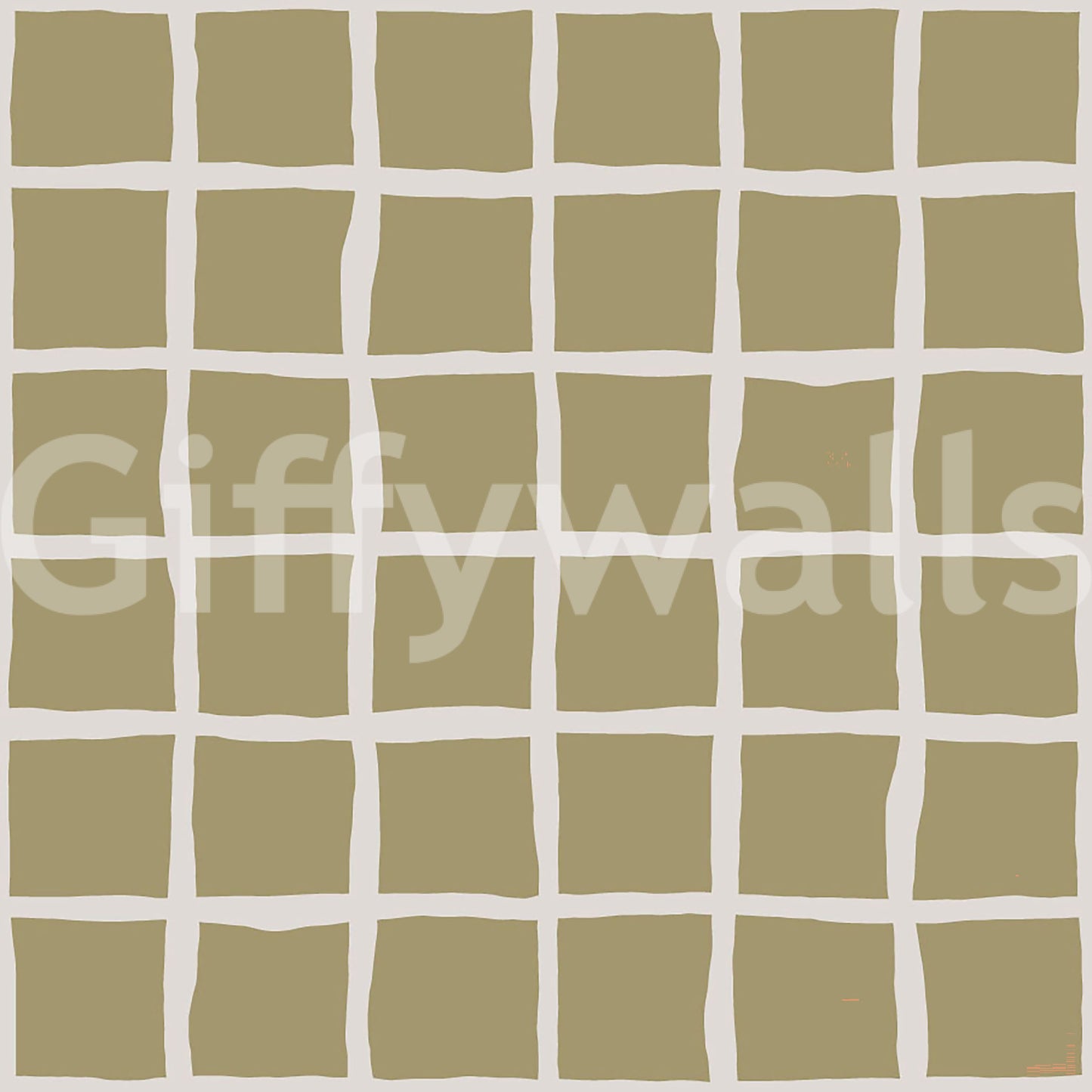 Olive geometric wallpaper with white linework and relaxed boho patterning