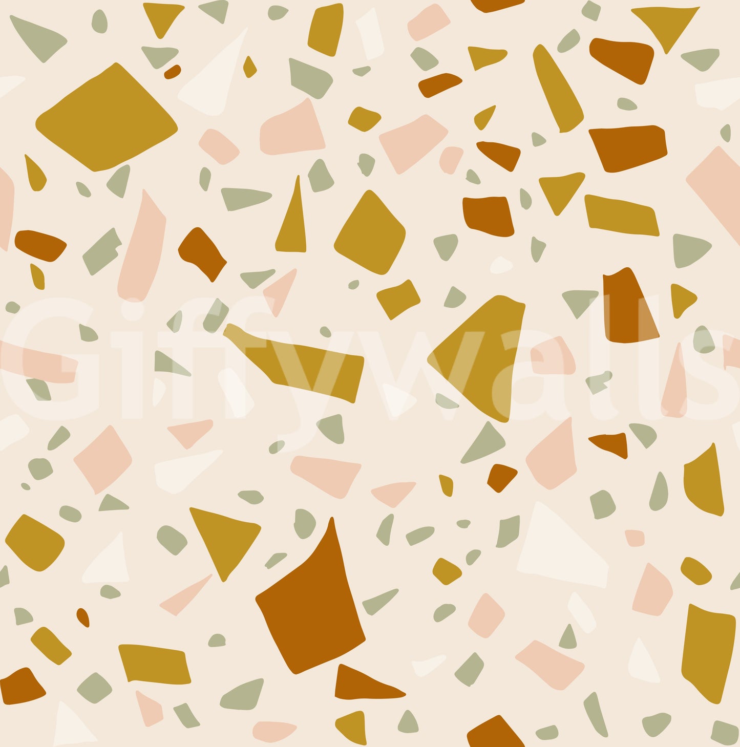 Soft neutral wallpaper designed with Sage Terrazzo abstract fragments