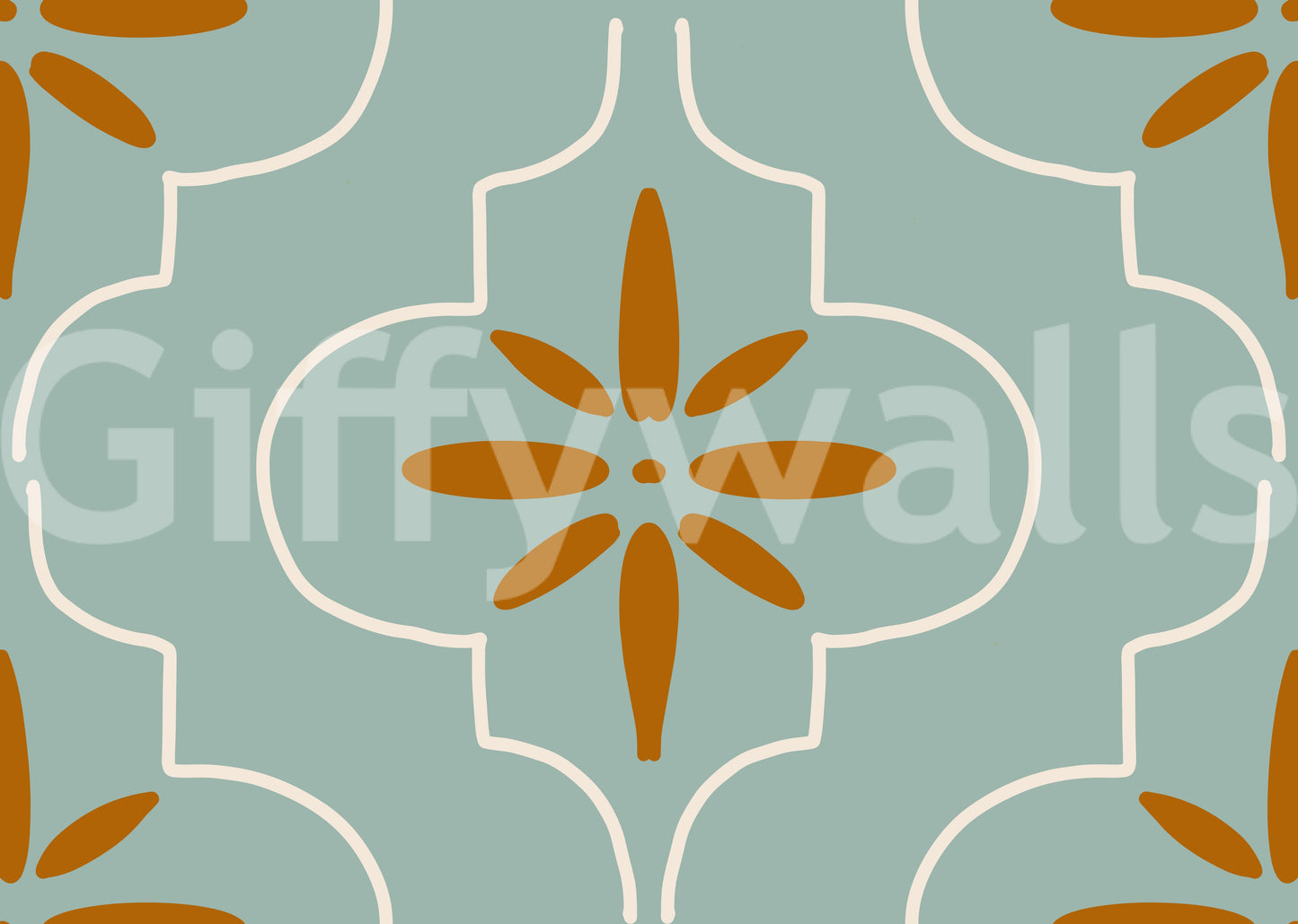 Teal Terracotta Tile Wallpaper Mediterranean Geometric Wallpaper