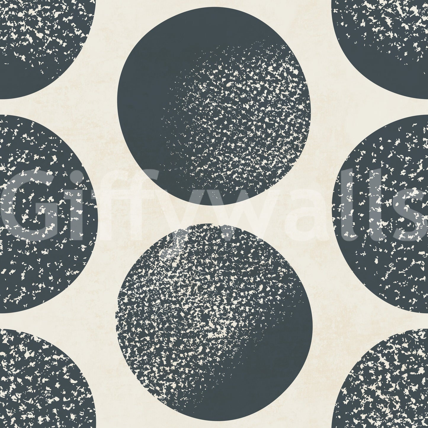 Organic Polka Dots Stippled Modern Dark Blue on Cream Wallpaper