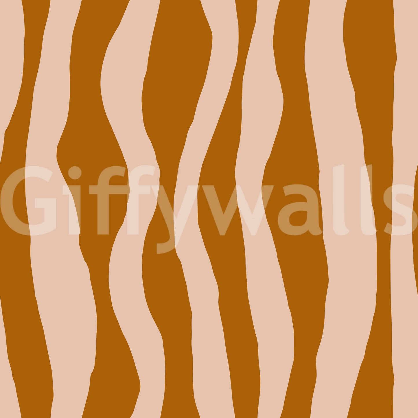 Retro boho wallpaper with undulating terracotta bands and blush spacing