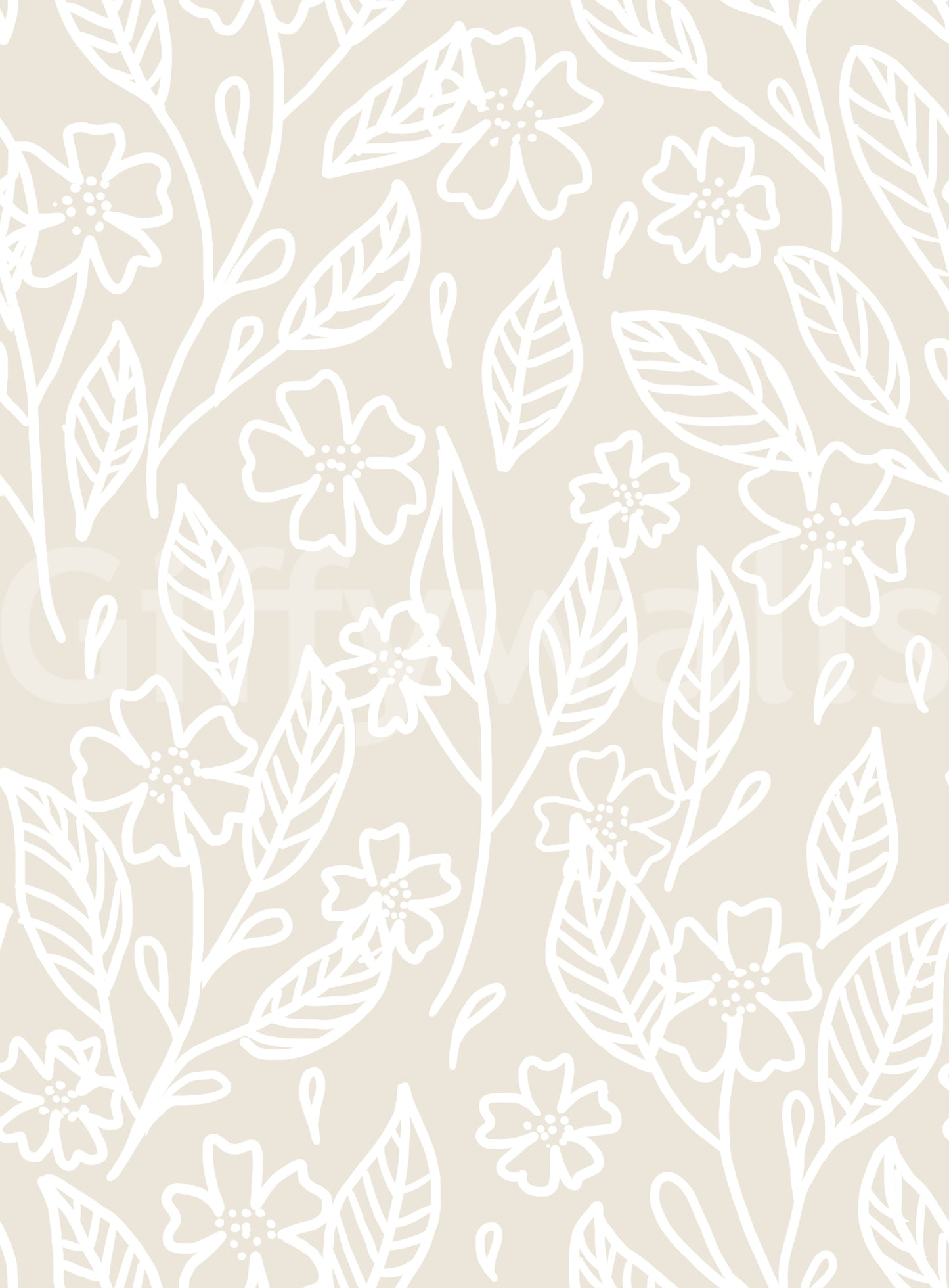 Cream background holding the Neutral Floral Wallpaper flower pattern