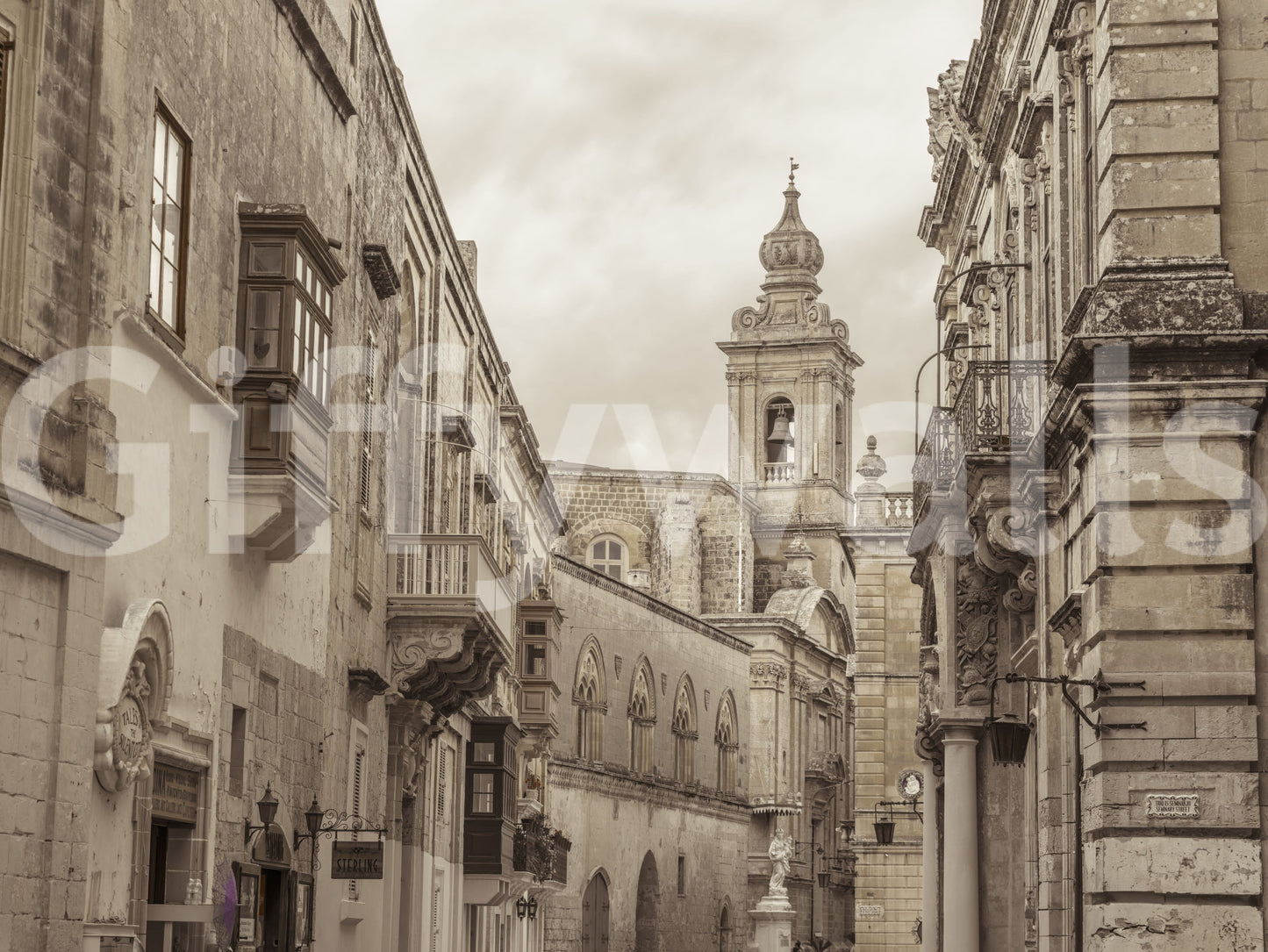 Warm brown tones run along this Stone and Spire wall mural