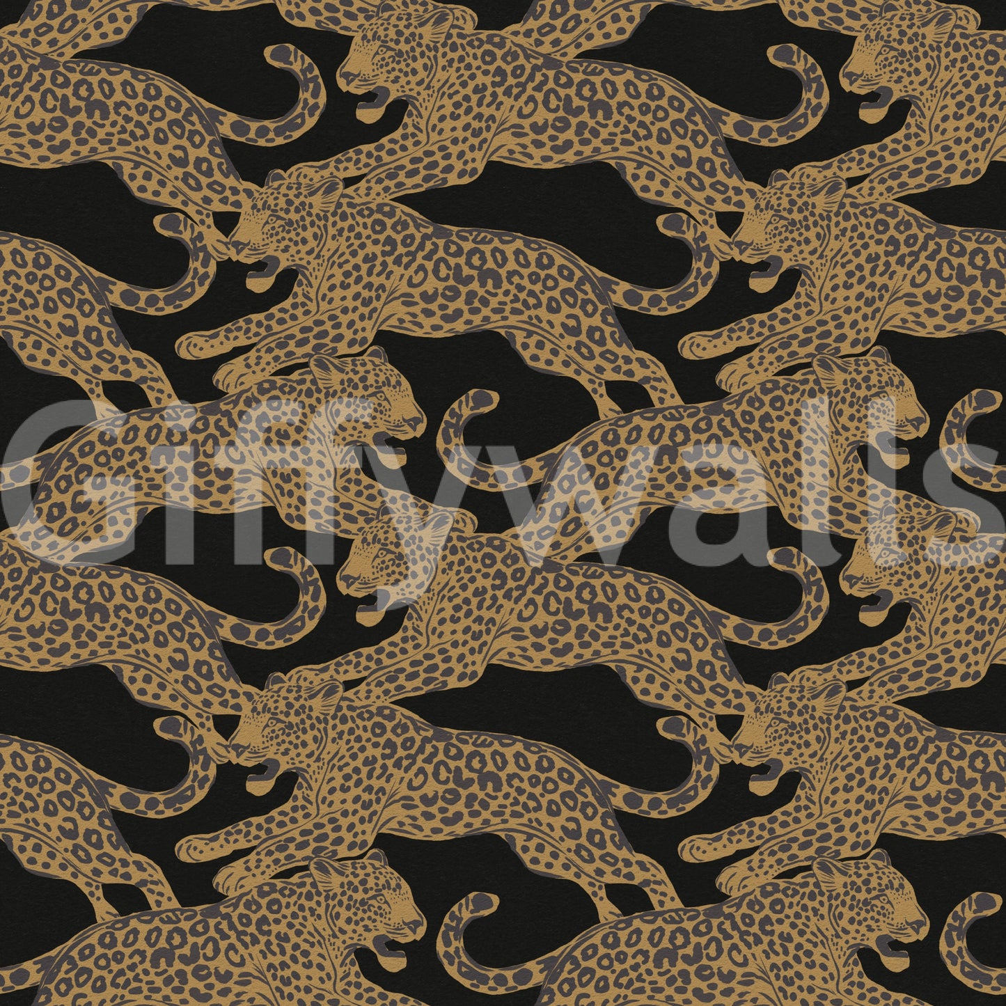 Prowling Leopards Pattern Wallpaper