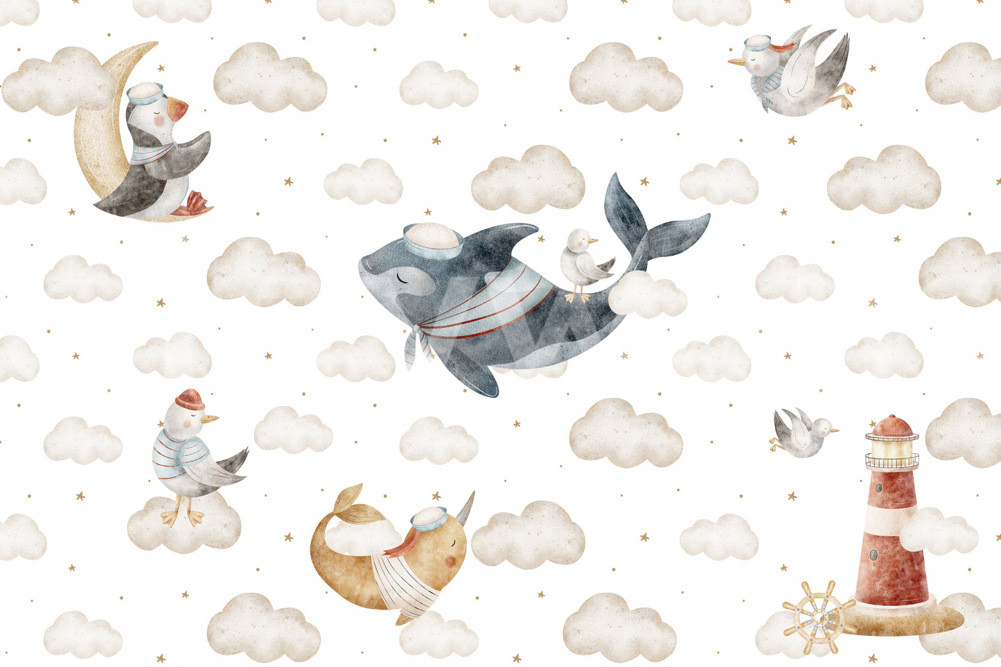 Nautical Cloud Dreams Wall Mural