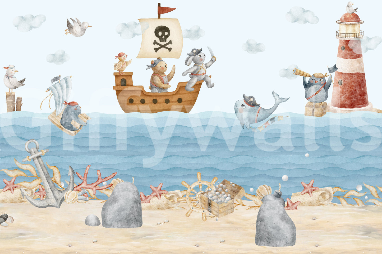 Nautical Friends Ahoy! Wall Mural