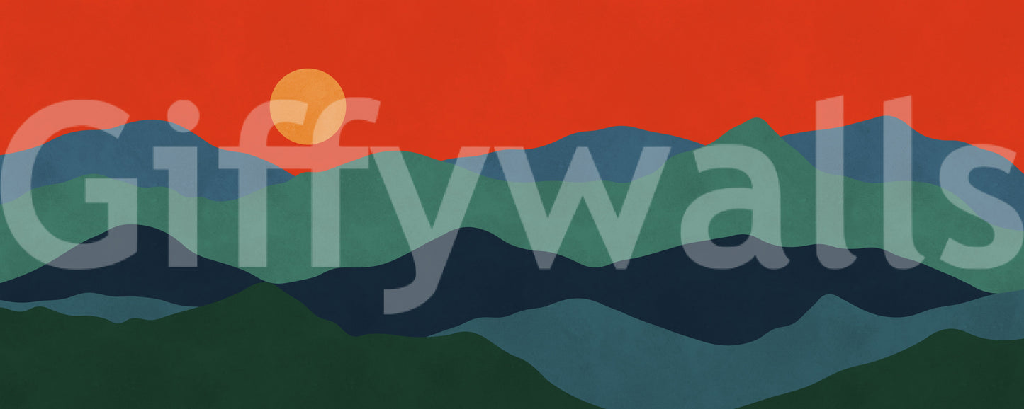Mid-Century Mountain Glow Wall Mural