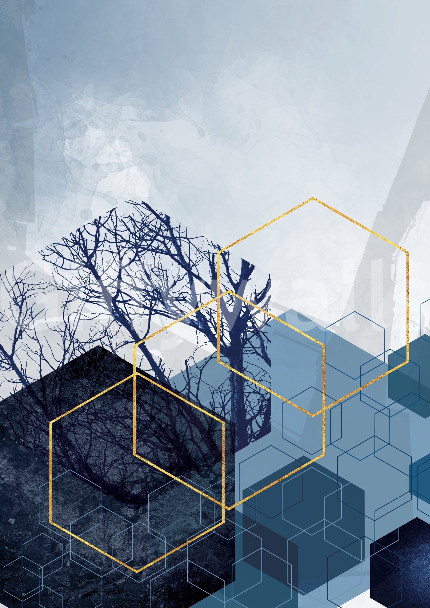 Geometric Forest Glimmer 2 Wall Mural