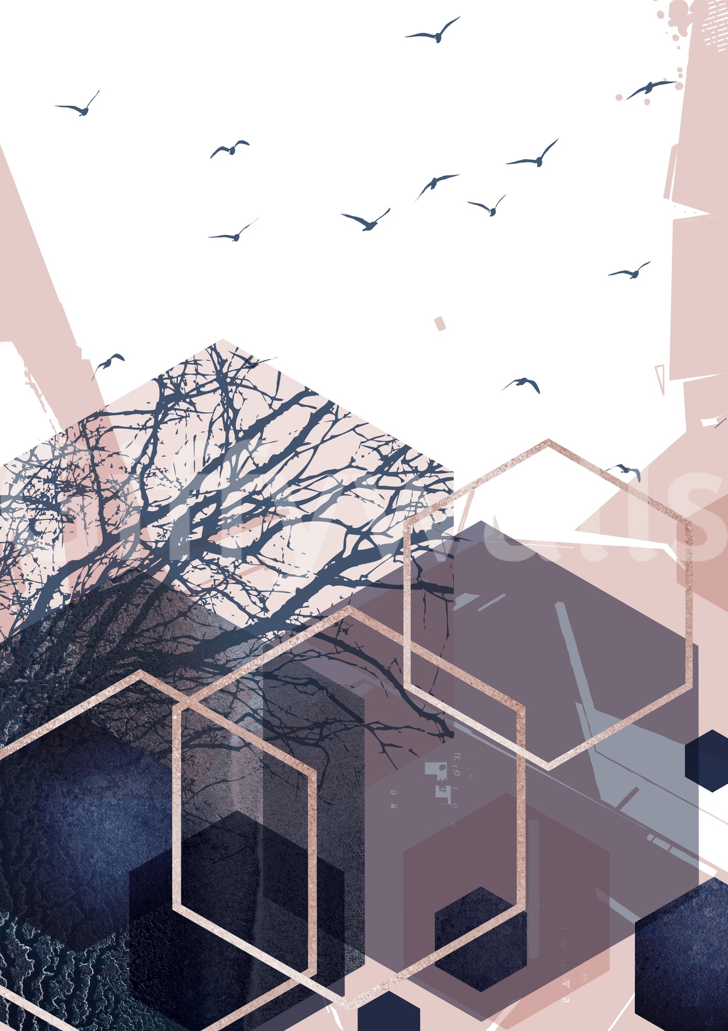 Geometric Forest Flight 2 Wall Mural