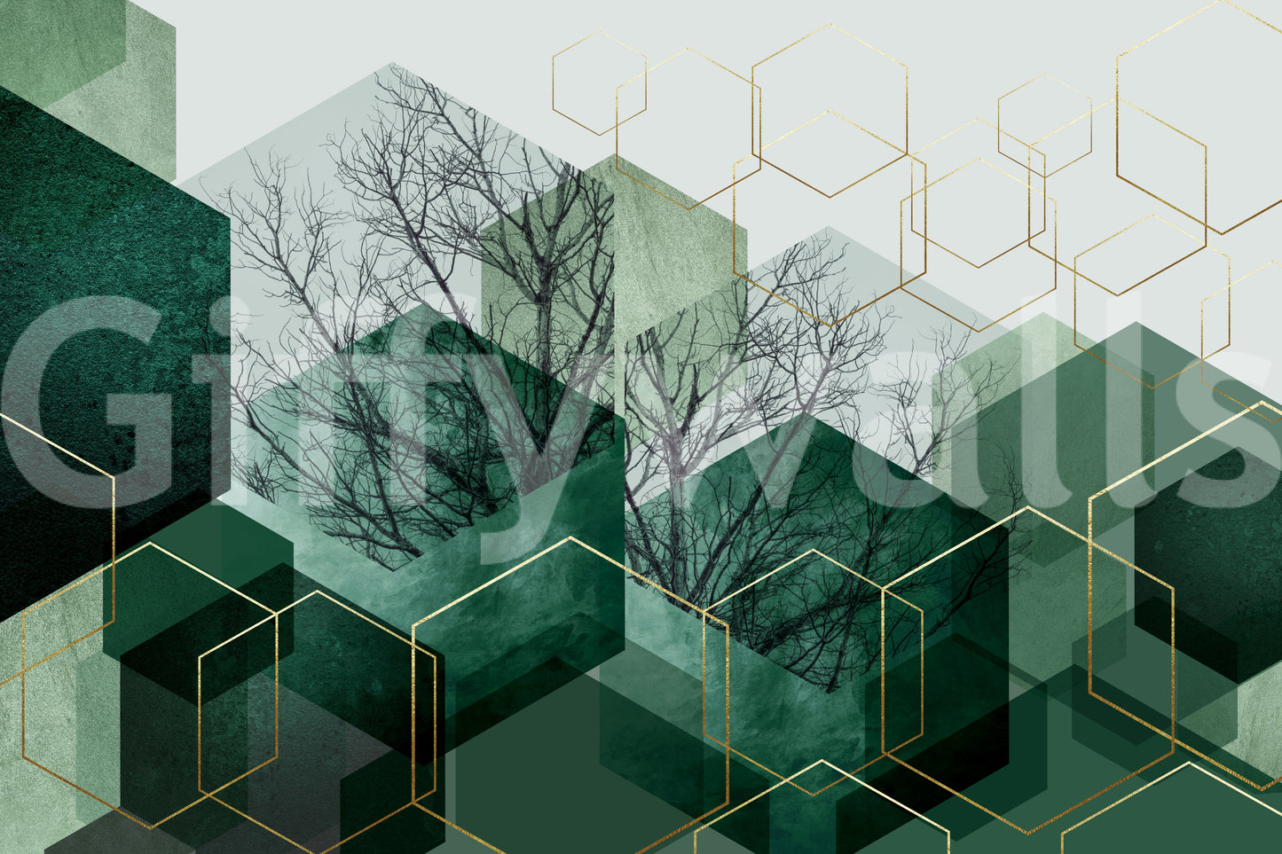Verdant Hexascape Wall Mural