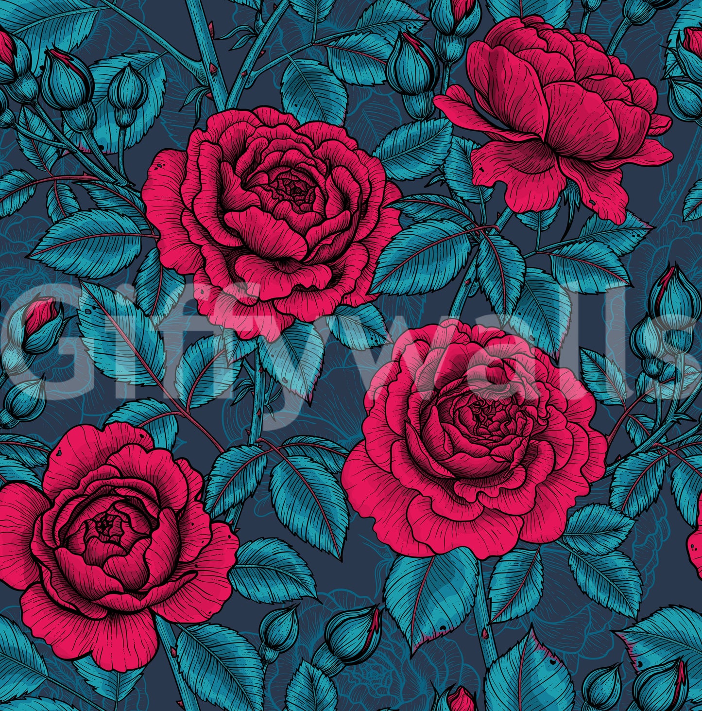 Nocturnal Rose Garden Wallpaper