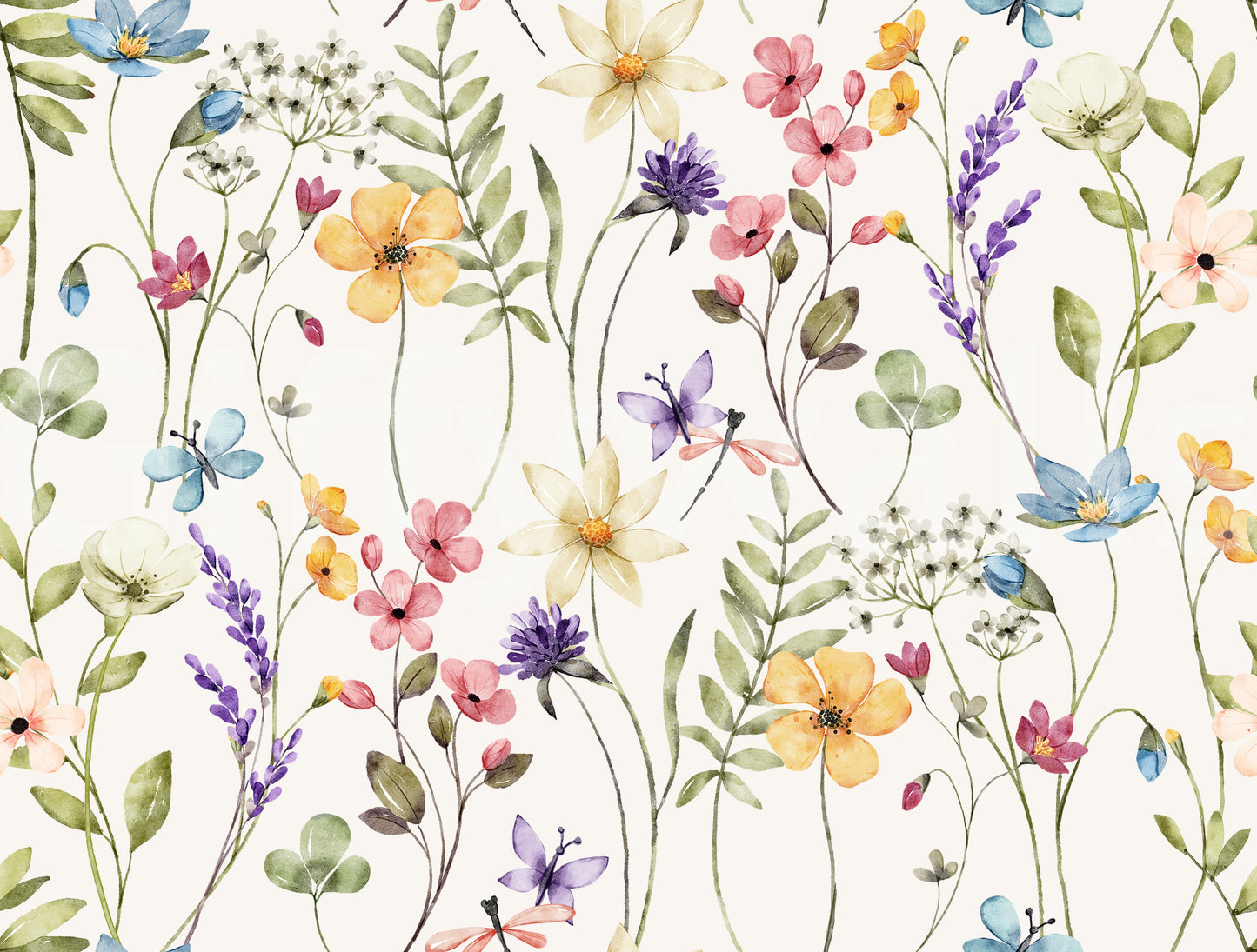 Wildflower Wallpaper design with open spacing and calm botanical flower rhythm