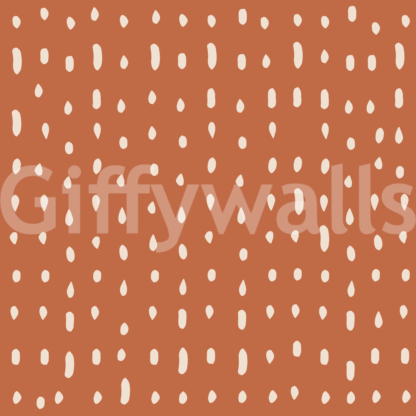 A hand-style scatter of cream dots gives the Mid Century wall mural its retro feel.